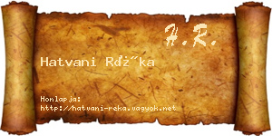 Hatvani Réka névjegykártya
